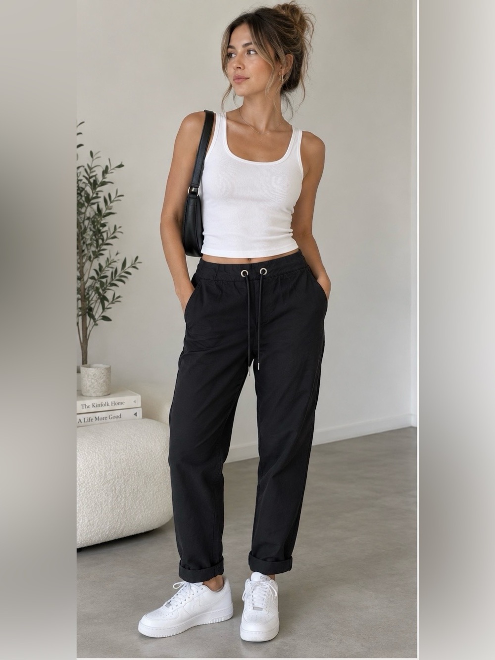 Urban Outfitters Black Cotton Grommet Drawstring Cropped Pants M Y2K